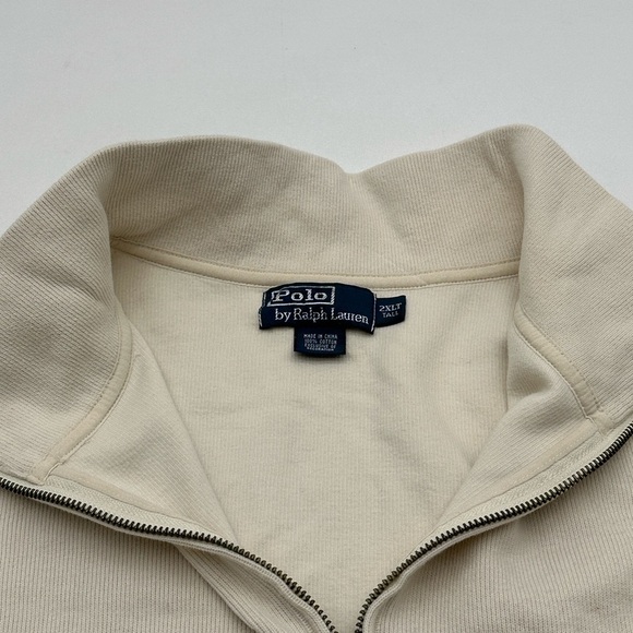 Polo Ralph Lauren Men’s Estate Rib 1/4 Zip Pullover Sweater Knit 2XLT Beige - Picture 8 of 11